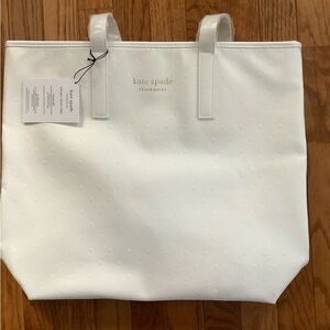 Kate Spade Cream Tote with Subtle Dot Pattern
